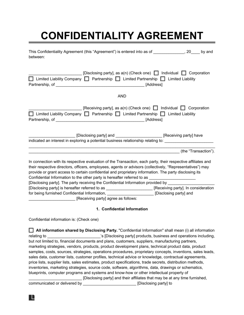 confidentiality agreement