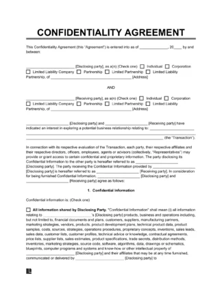 confidentiality agreement template