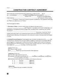 construction contract template