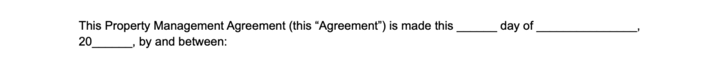 date of property management agreement