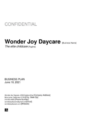 daycare business plan template