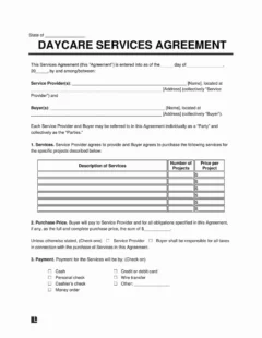 daycare contract template