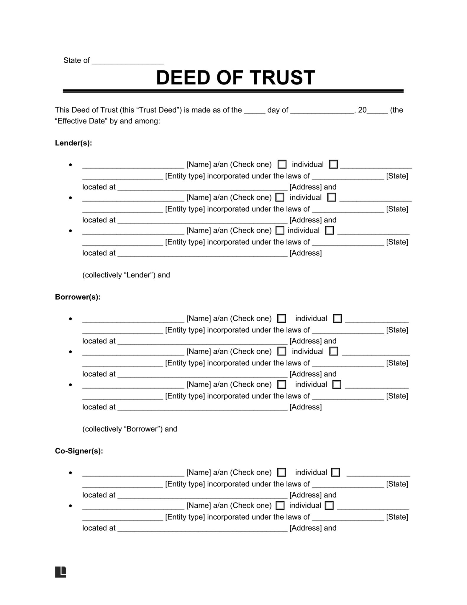 what does assignment of trust deed mean