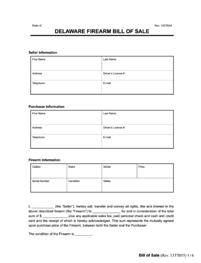 delaware firearm bill of sale