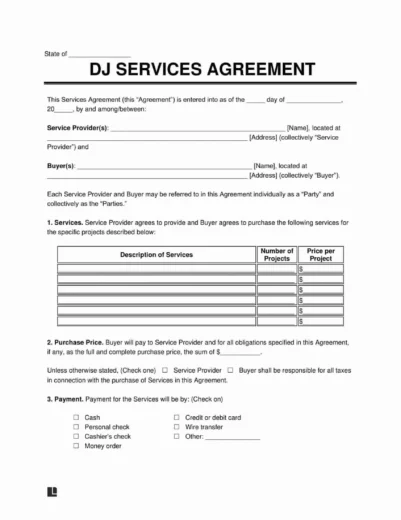 dj services agreement template