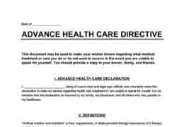 Universal advance directive form and template