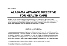 Alabama Advance Directive Form