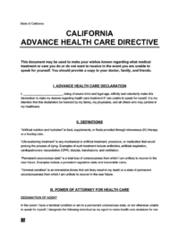 California Advance Directive Form