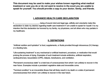 California Advance Directive Form