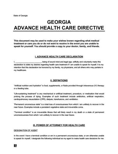 Georgia Advance Directive Form