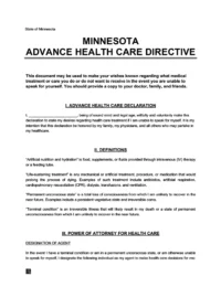 Minnesota Advance Directive Form