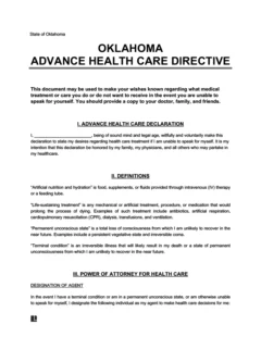 Oklahoma advance directives creenshot