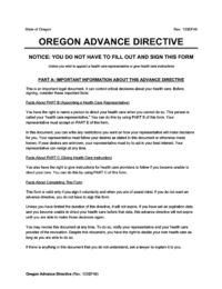Oregon Advance Directive screenshot