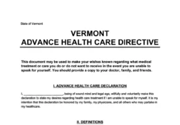 Vermont Advance Directive Form