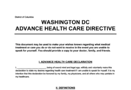Washington DC Advance Directive Form