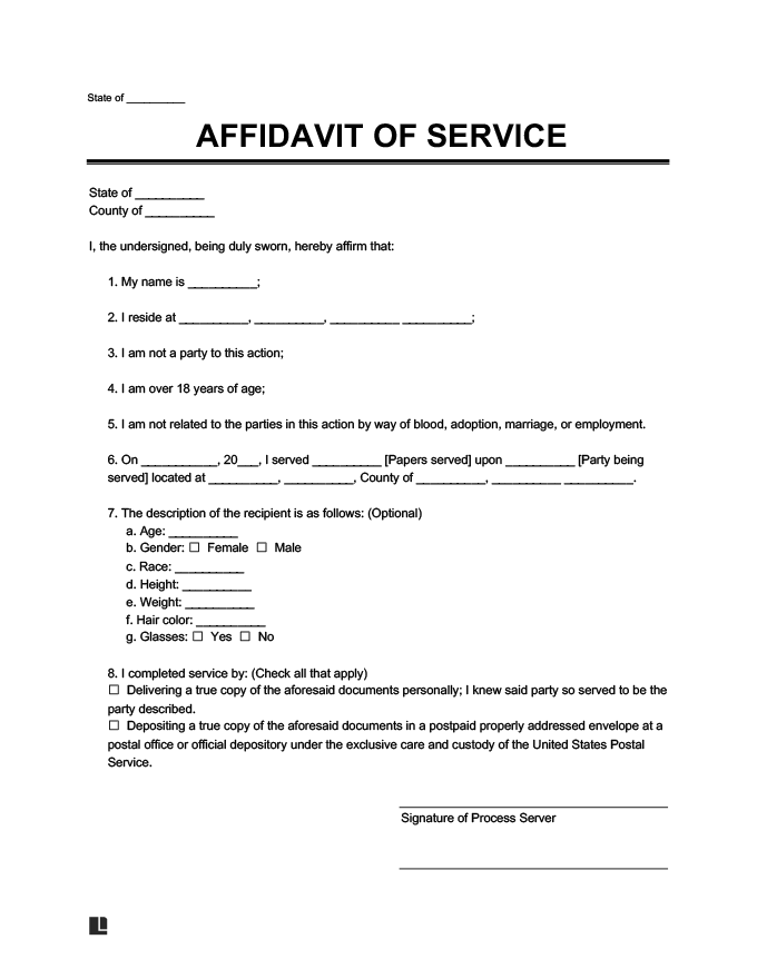 Affidavit of Service | Create an Affidavit of Service Template
