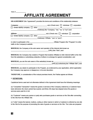 Free Affiliate Agreement Template PDF Word