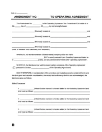 Amendment to LLC Operating Agreement Template