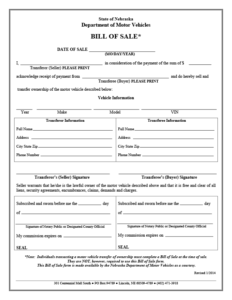 Free Nebraska Bill of Sale Form - PDF & Word | Legal Templates