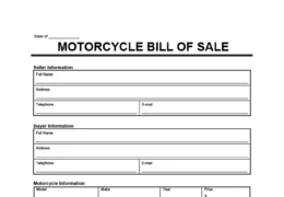 Motorcycle Bill of Sale Form Example
