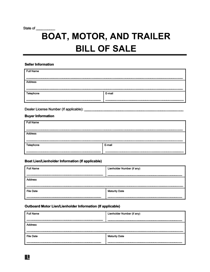 simple bill of sale for trailer