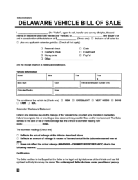 Delaware Vehicle Bill of Sale