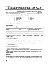 Illinois Vehicle Bill of Sale