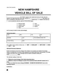 New Hampshire Vehicle Bill of Sale