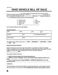 Ohio Vehicle Bill of Sale