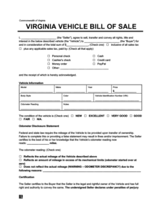 Free Virginia Bill of Sale Forms | PDF & Word