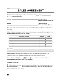 Business Contract Template for Sales Agreement