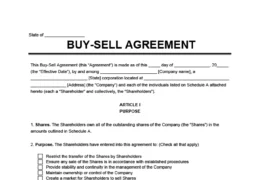 Buy Sell Agreement Template