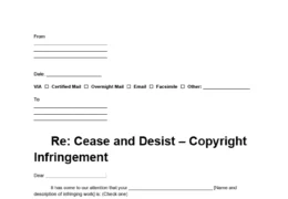 cease and desist copyright infringement letter