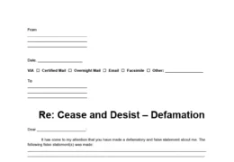 Cease and Desist Defamation Letter
