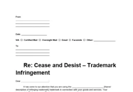cease and desist letter for trademark infringement