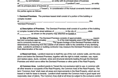 Sample of a commercial lease agreement template
