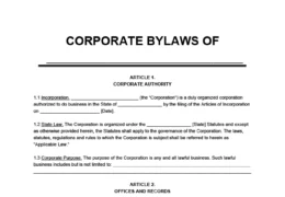 Corporate Bylaws Template