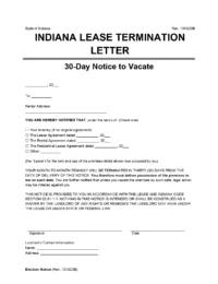 indiana 30 day lease termination