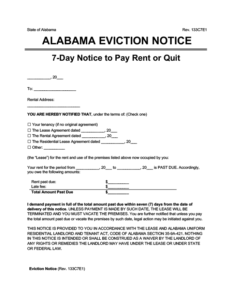 Free Alabama Eviction Notice Forms PDF Word Downloads