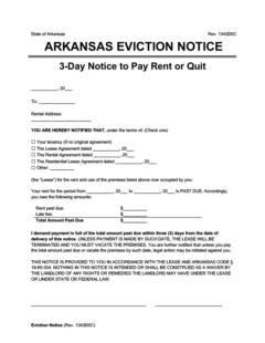 Free Arkansas Eviction Notice Forms | PDF & Word Downloads