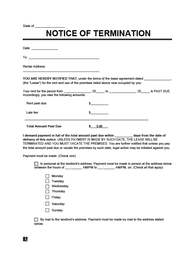 free eviction notice forms pdf word