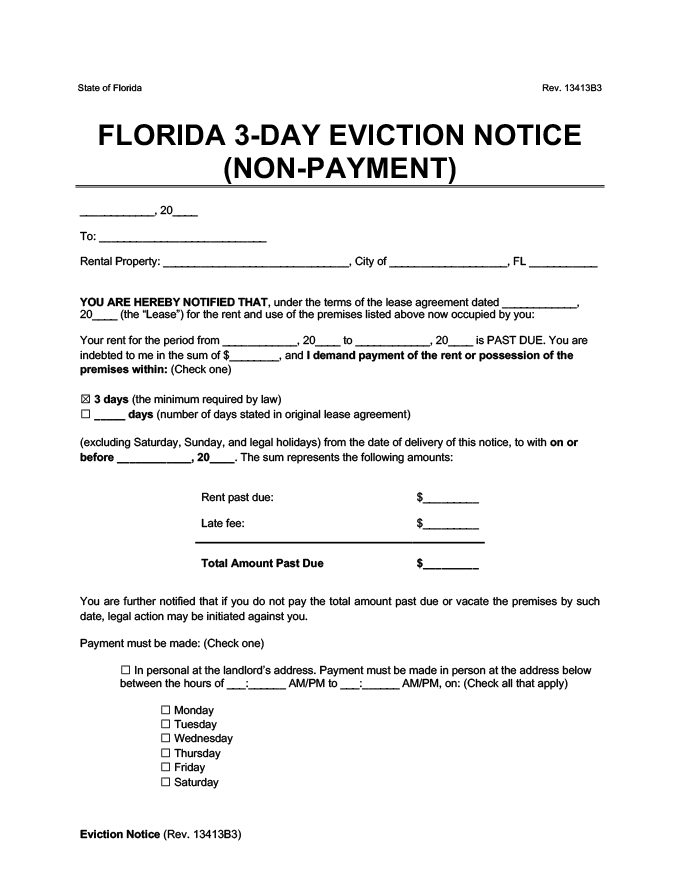 Free Eviction Notice Template Florida Printable Templates