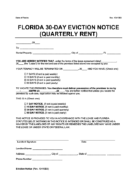 30 day eviction notice florida form