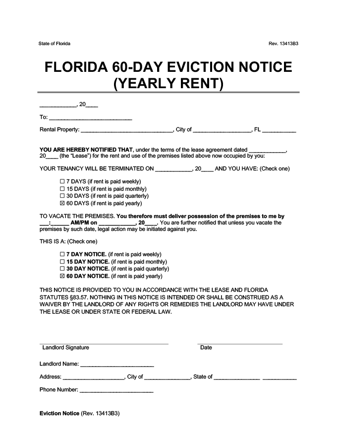 60 day eviction notice florida form