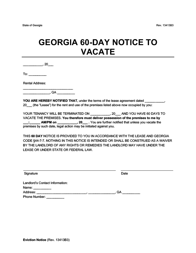 free georgia eviction notice forms process and law legal templates