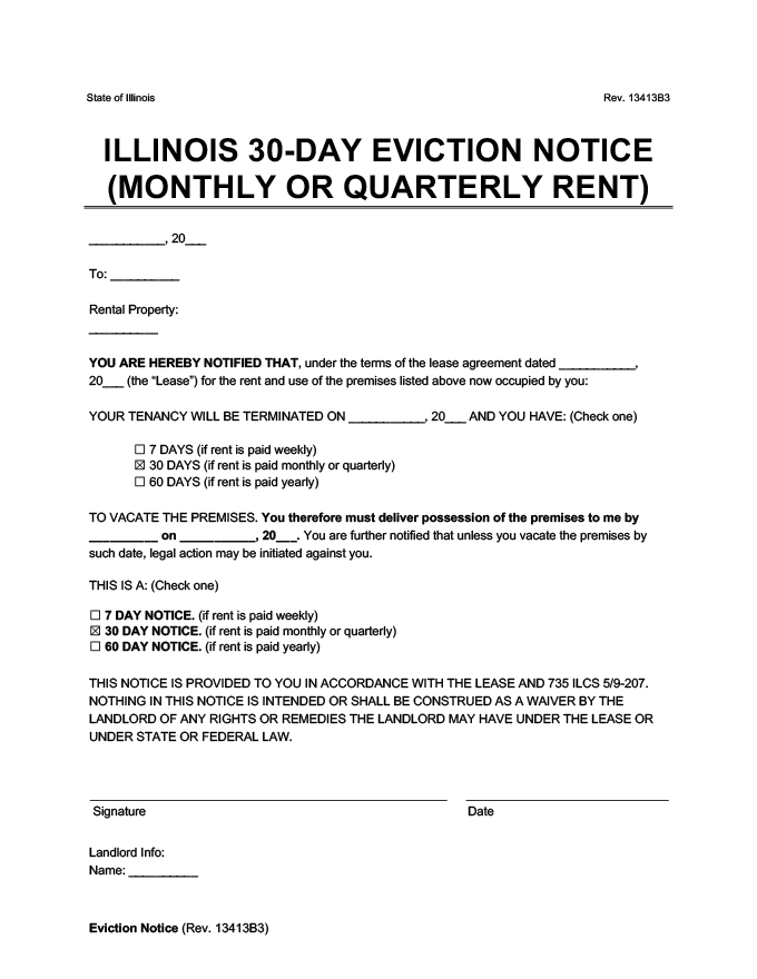 Eviction Notice Template Illinois