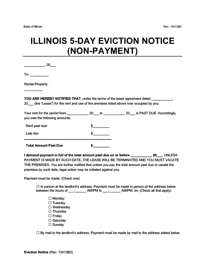 5 Day Notice Illinois Form Will County Fillable Form Printable Forms