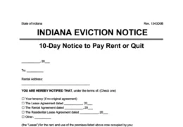 Indiana Eviction Notice Pay Rent or Quit