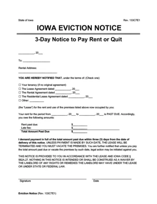 Iowa Eviction Notice