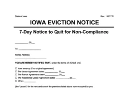 iowa eviction notice 7 day comply or quit